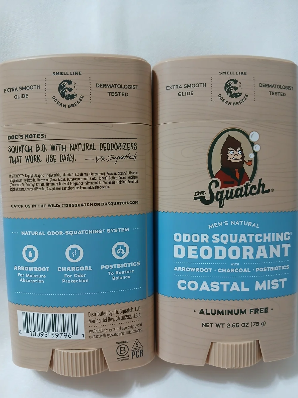 New- Dr Squatch-Coastal Mist Men’s Natural Deodorant - Tan & Blue-2 Set